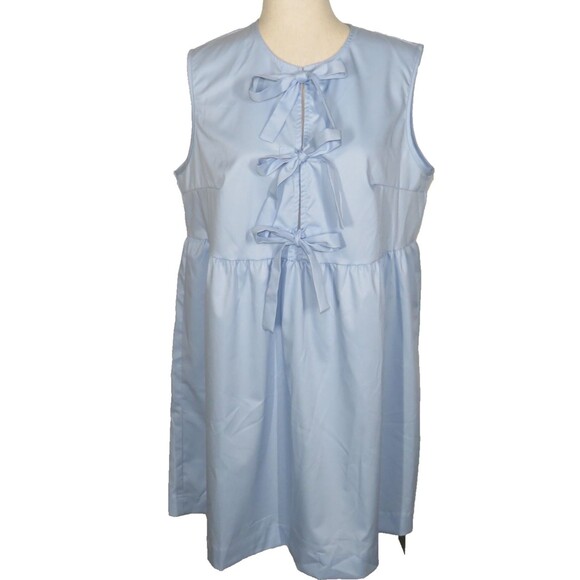 Halara Blue Lightweight Sleeveless Tie Front Babydoll Mini Dress Size Large - Picture 5 of 7